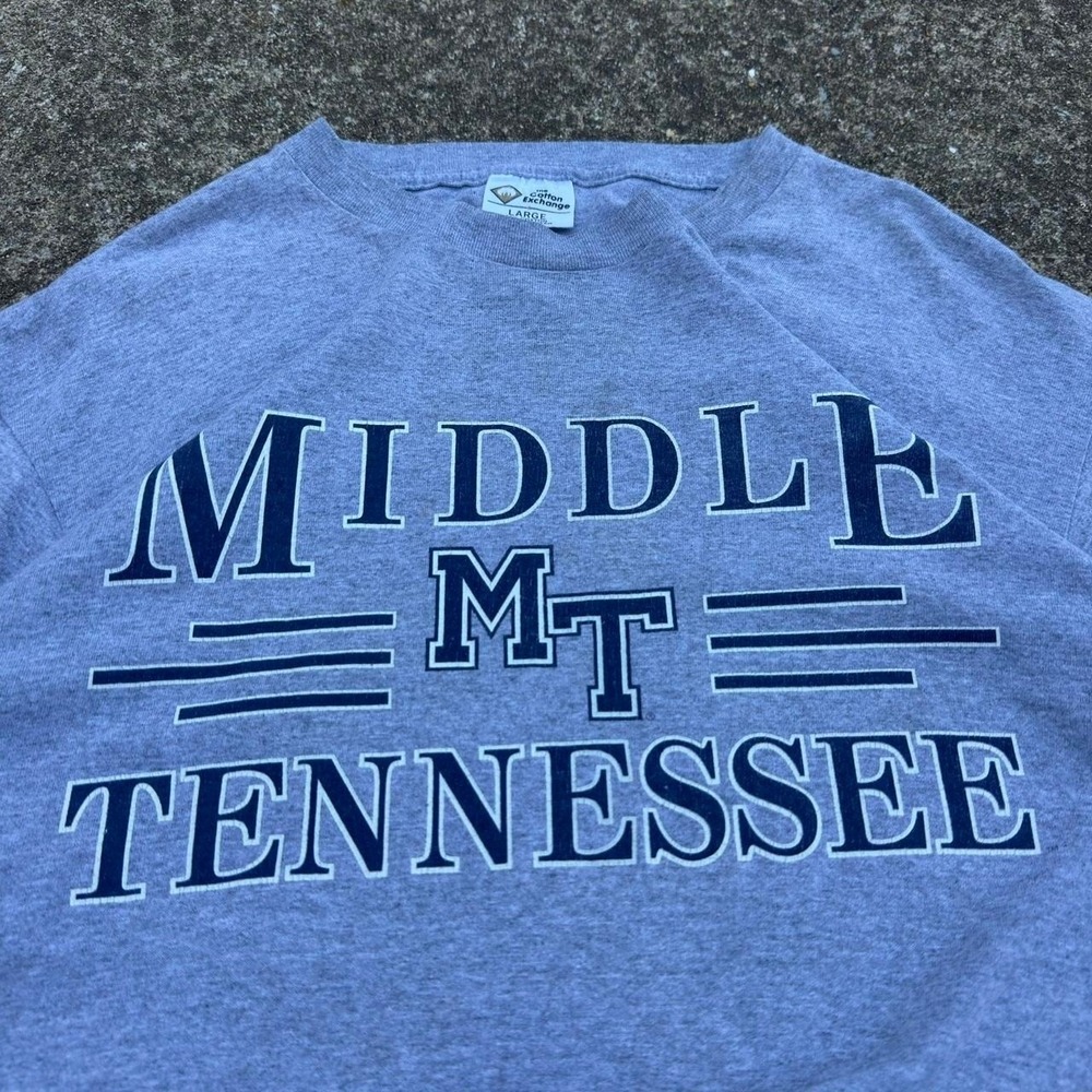 Vintage 90s The Cotton Exchange Middle Tennessee MT Tee Gray Large (f11)